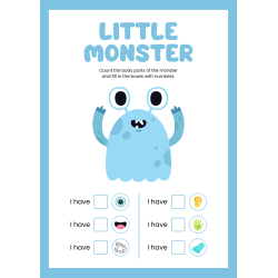 Little Monsters Body Parts: 14 Pages - PDF DOWNLOAD