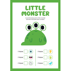 Little Monsters Body Parts: 14 Pages - PDF DOWNLOAD