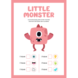 Little Monsters Body Parts: 14 Pages - PDF DOWNLOAD