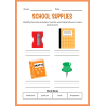 School Supplies ESL Workbook: 27 Pages - PDF DOWNLOAD