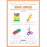 School Supplies ESL Workbook: 27 Pages - PDF DOWNLOAD