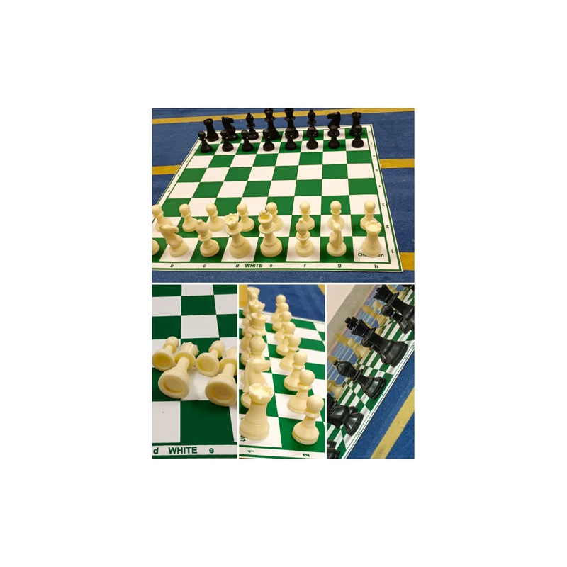 Chess Tournament Standard Green Board Set with Pouch – 18 x 18 INCH