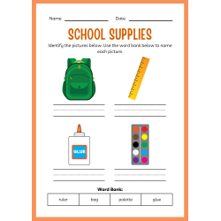 School Supplies ESL Workbook: 27 Pages - PDF DOWNLOAD