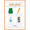 School Supplies ESL Workbook: 27 Pages - PDF DOWNLOAD