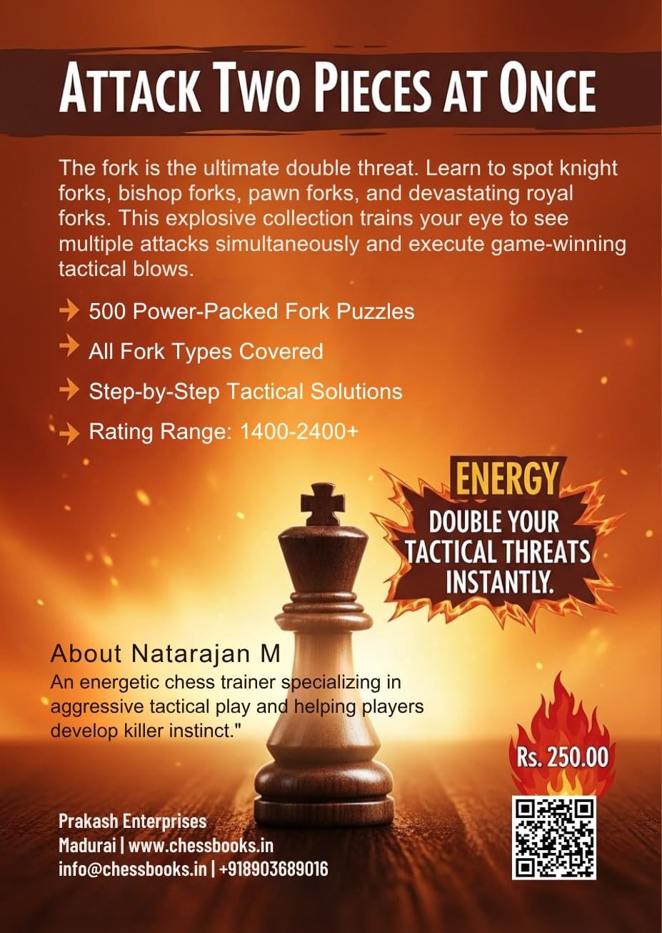 Fork Mastery: Master the Double Attack - 500 Chess Tactical Puzzles for Skill Development | A4 Size Chess Puzzle Book