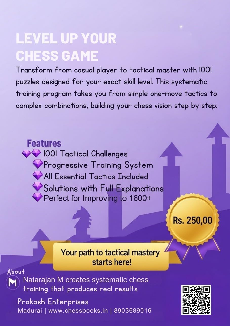 1001 Tactics for Beginners - Complete Tactical Training for Improving Chess Players | A4 Size Chess Puzzle Book