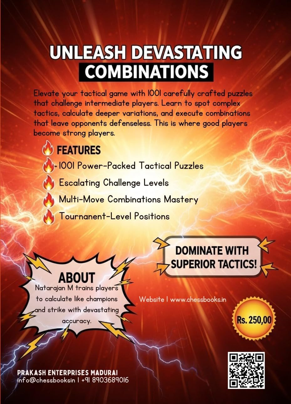 1001 Tactics for Intermediate - Complete Tactical Training for Advancing Chess Players | A4 Size Chess Puzzle Book