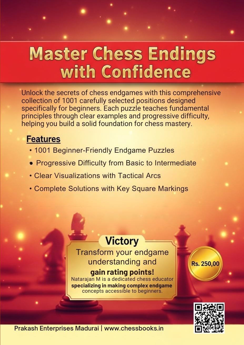 1001 Chess Endings for Beginners - Complete Endgame Training for Improving Players | A4 Size Chess Puzzle Book