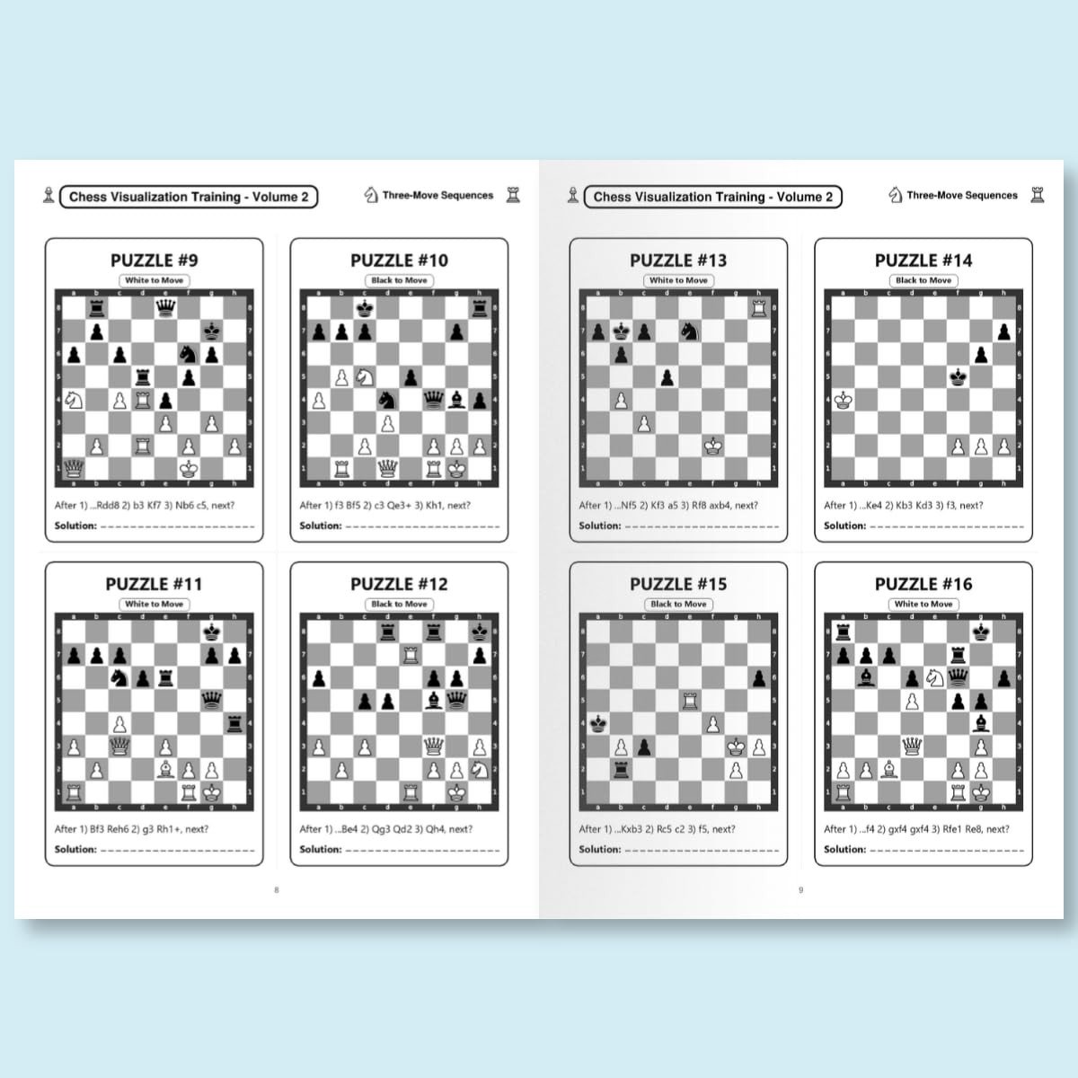 Chess Visualization Training - Volume 2: 500 Chess Puzzles | Play 3 transition moves in your head