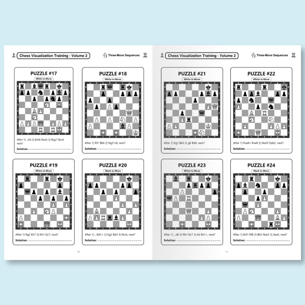 Chess Visualization Training - Volume 2: 500 Chess Puzzles | Play 3 transition moves in your head