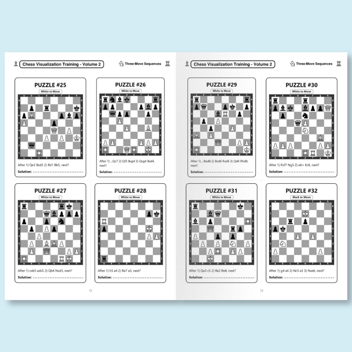 Chess Visualization Training - Volume 2: 500 Chess Puzzles | Play 3 transition moves in your head