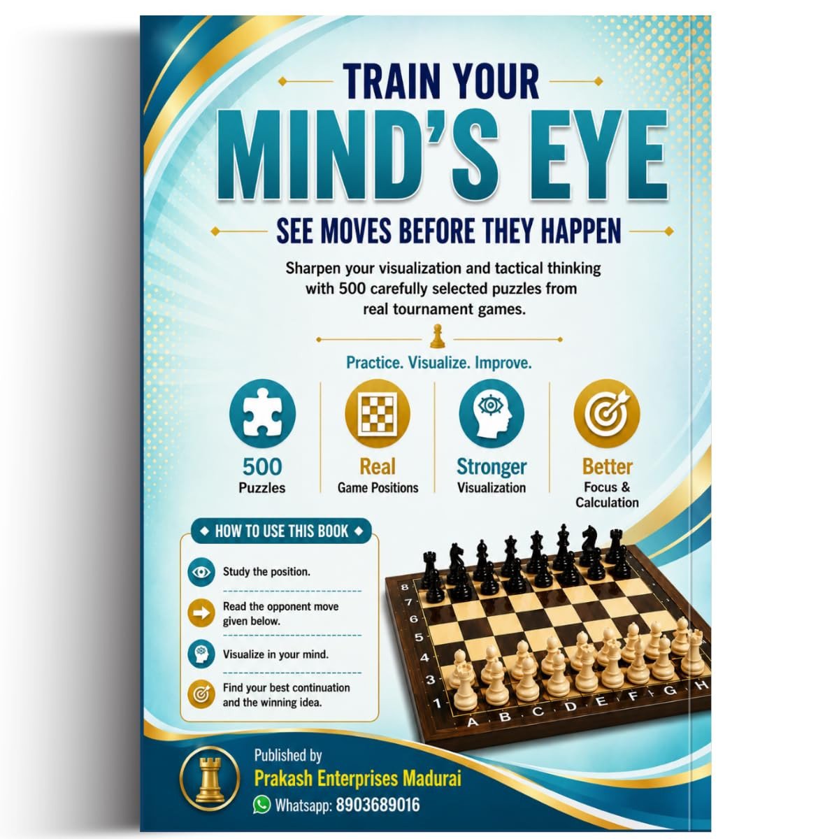 Chess Visualization Training - Volume 4: 500 Chess Puzzles | Calculate master-class combinations up to 5 moves