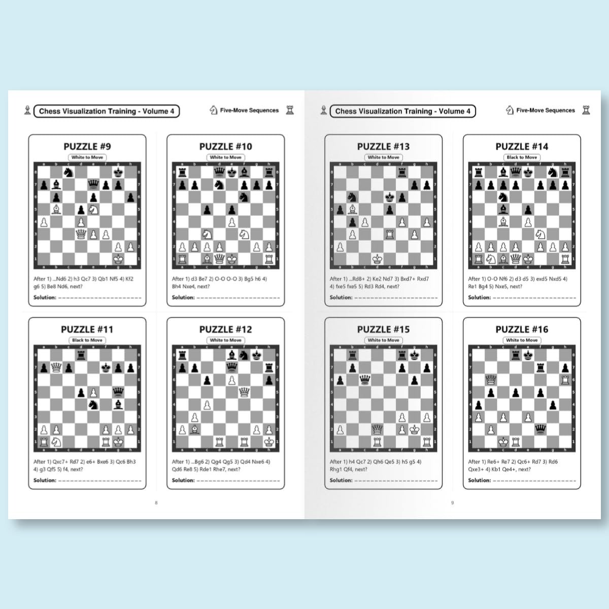 Chess Visualization Training - Volume 4: 500 Chess Puzzles | Calculate master-class combinations up to 5 moves