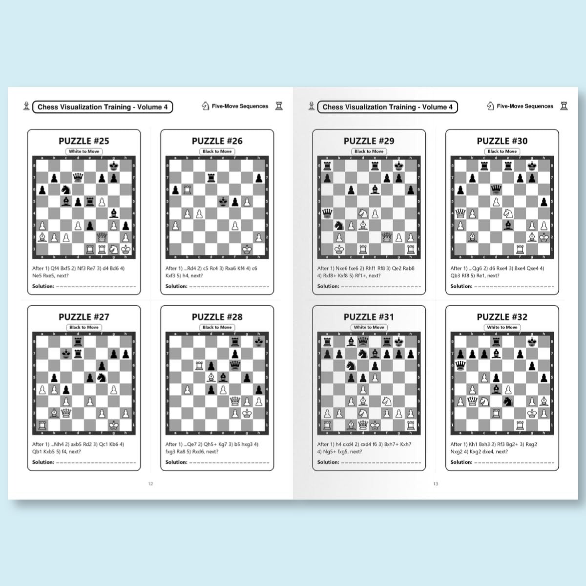Chess Visualization Training - Volume 4: 500 Chess Puzzles | Calculate master-class combinations up to 5 moves