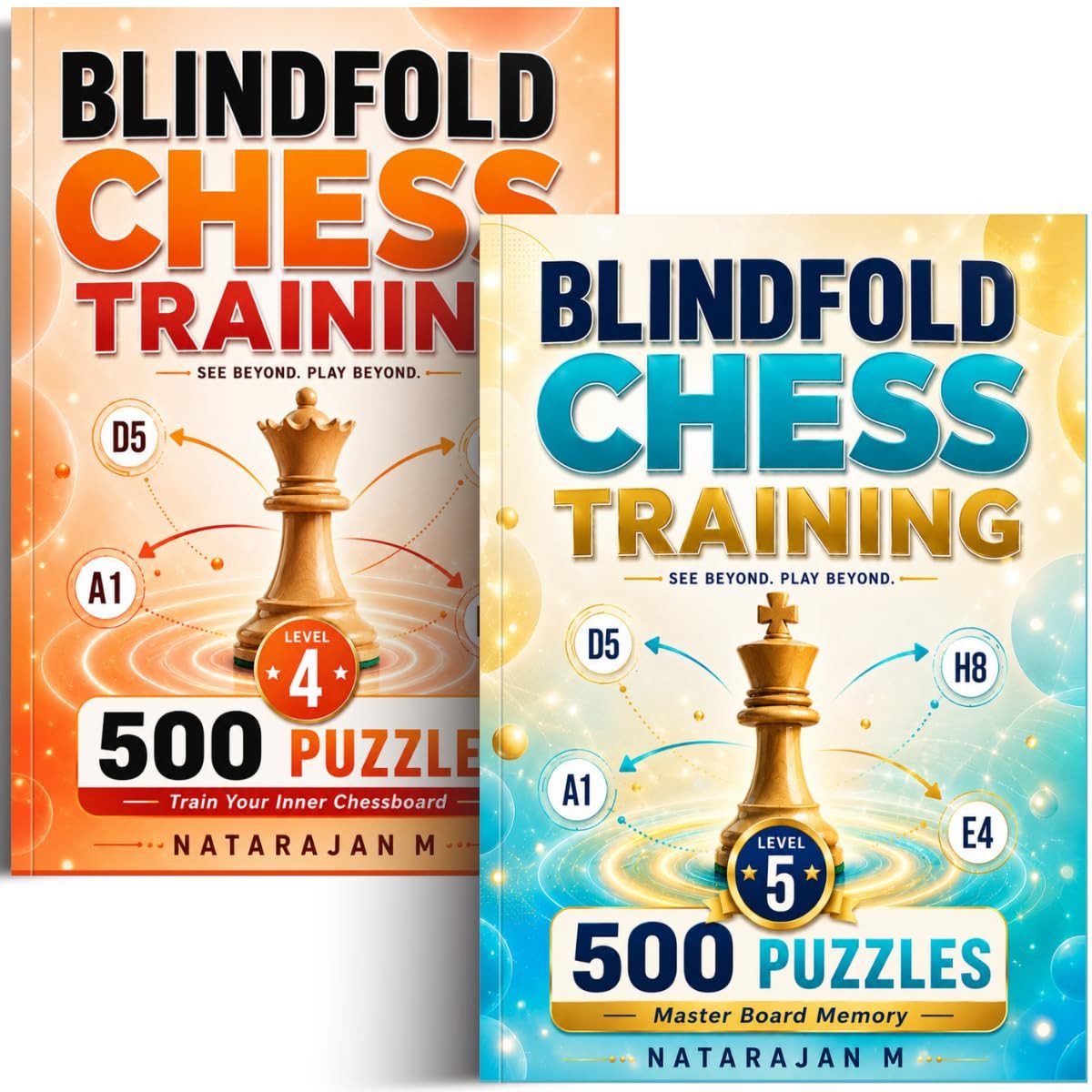 blindfold Chess Training: The Complete 5-Book Series Bundle (Levels 1-5) 2500 Puzzles to Build Flawless Board Vision