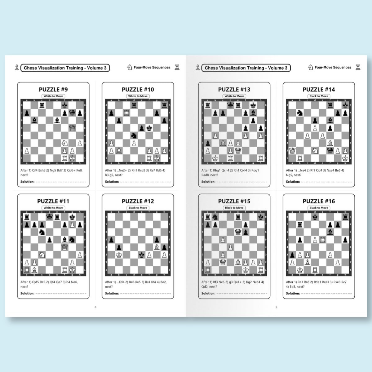 Chess Visualization Training: Starter Bundle (Volumes 1, 2, & 3) - 1500 Chess Puzzles and Mind's Eye Exercises