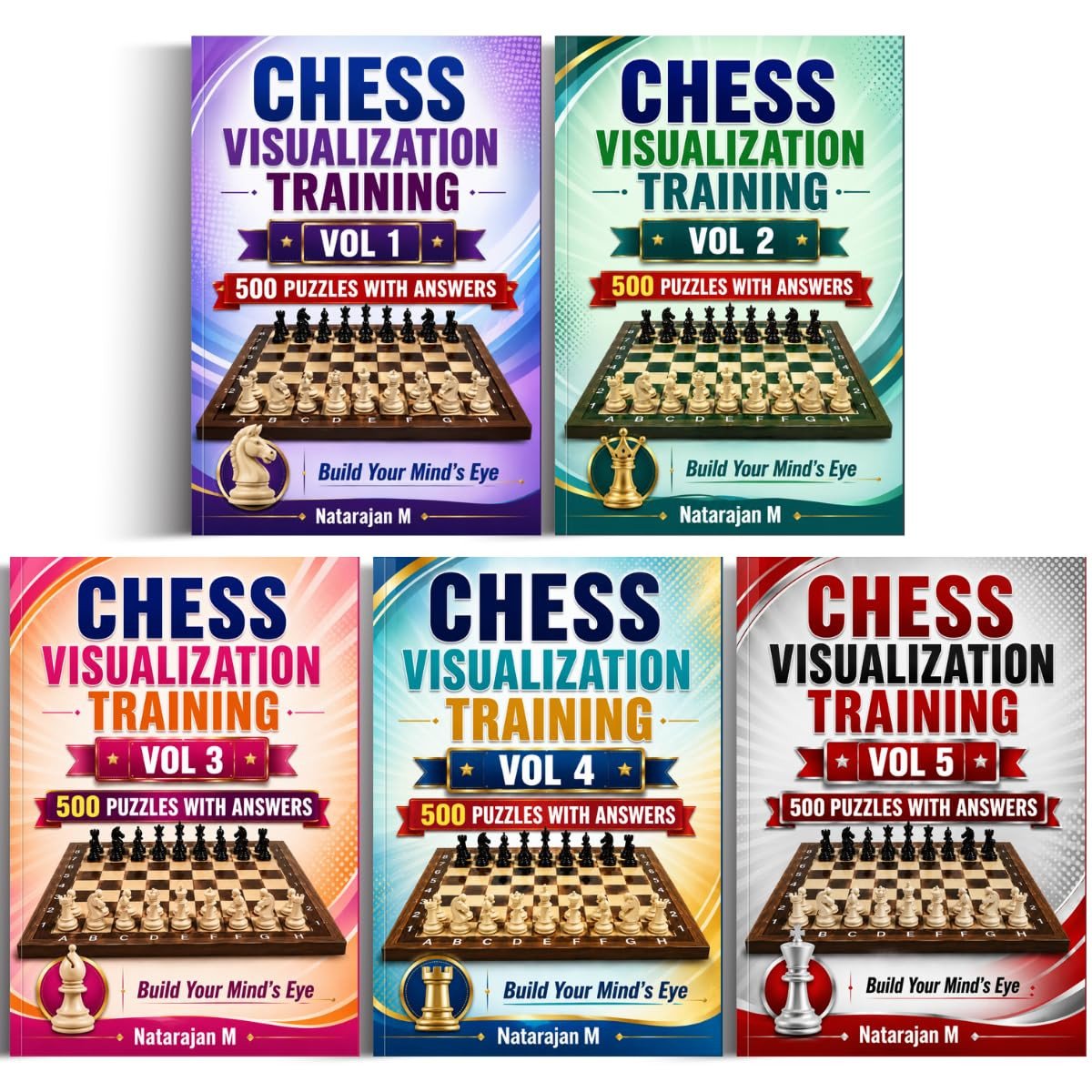 Chess Board Vision & Calculation Training: The Ultimate 10-Book Complete Collection - 5000 Curated Puzzles